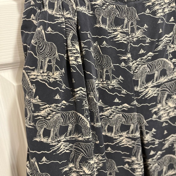 Vintage 100% Silk Zebra Novelty Print Navy Pull On Pants from Ann May Sz 10 - Picture 5 of 12